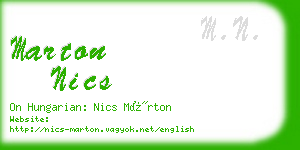 marton nics business card